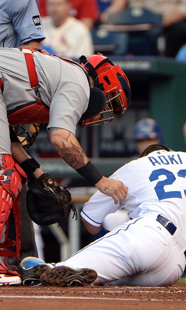 Molina plunks Royals' Aoki in the back of the head on throw back to pitcher